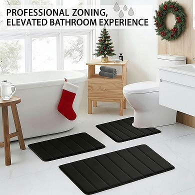 Memory Foam Bathroom Rug Set Non Slip Washable and Absorbent