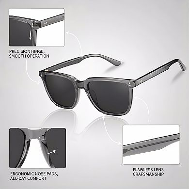 Polarized Men's Sunglasses with UV400 Protection & Acetate Frame for Driving Fishing