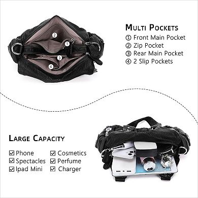 Multi Pocket Tote Bag Hobo Shoulder Style with Zipper for Essentials