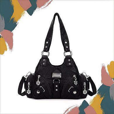 Multi Pocket Tote Bag Hobo Shoulder Style with Zipper for Essentials