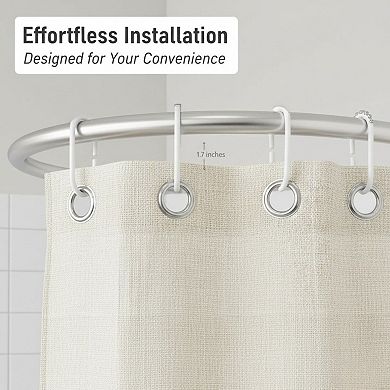 Linen Rustic Shower Curtain Set Weighted Striped with Tassel