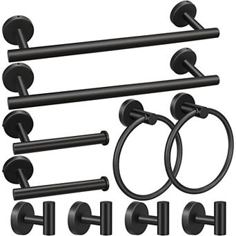 10 pc Bathroom Hardware Set, Including 16" Hand Towel Bars, Toilet Paper Holders, Towel Rings