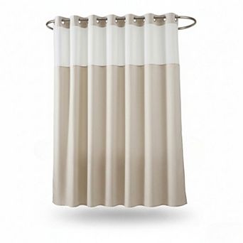 Polyester Shower Curtain Set Textured with See Through Top Window