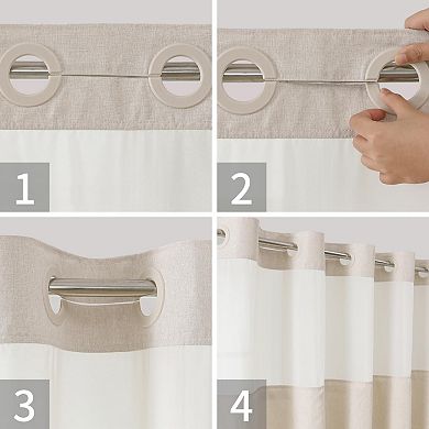 Polyester Shower Curtain Set Textured with See Through Top Window