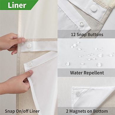 Polyester Shower Curtain Set Textured with See Through Top Window