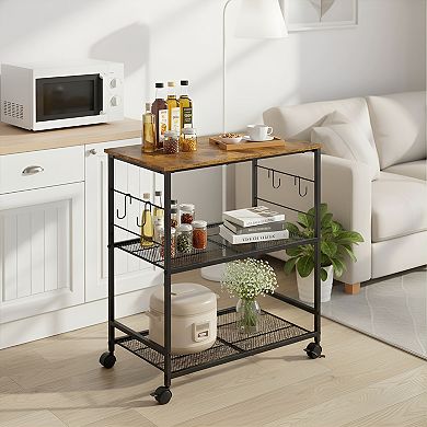 Microwave Cart on Wheels Storage Utility Cart for Kitchen Office