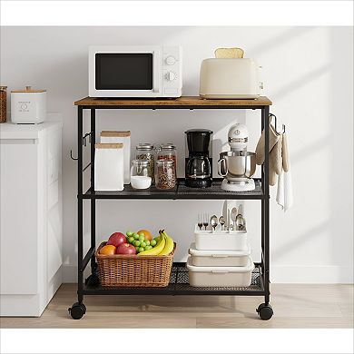Microwave Cart on Wheels Storage Utility Cart for Kitchen Office
