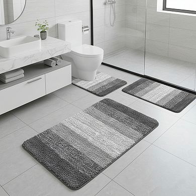 Microfiber Bathroom Rug Set Soft Absorbent and Machine Washable