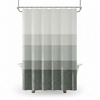 Ombre Cloudy Grey Striped Shower Curtain Waterproof Gradual Color