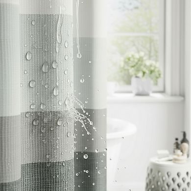 Ombre Cloudy Grey Striped Shower Curtain Waterproof Gradual Color