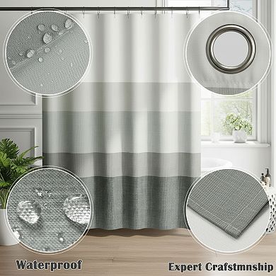 Ombre Cloudy Grey Striped Shower Curtain Waterproof Gradual Color
