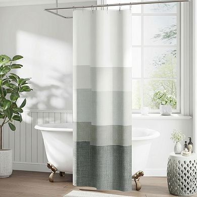 Ombre Cloudy Grey Striped Shower Curtain Waterproof Gradual Color