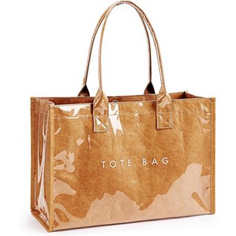 PVC Tote Bag Kraft Paper Style with Top Handle for Work