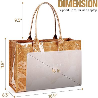 PVC Tote Bag Kraft Paper Style with Top Handle for Work