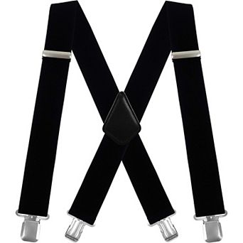 Men's X-Back Suspenders with Heavy Duty Clips, 2 Inch Wide Adjustable