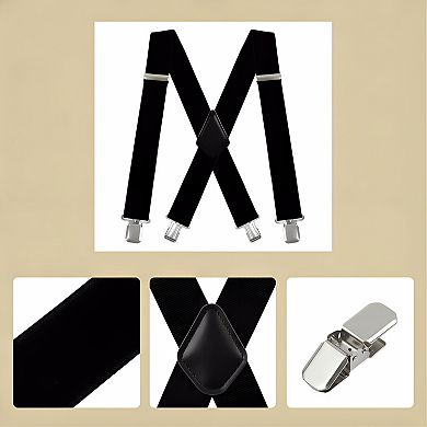 Men's X-Back Suspenders with Heavy Duty Clips, 2 Inch Wide Adjustable