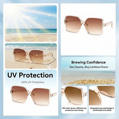 Oversized Square Fashion Sunglasses UV Protection Unisex for Women Men