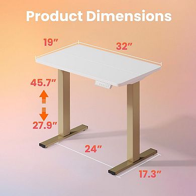 Adjustable Height Electric Standing Desk, 32" Small, 4 Memory Settings