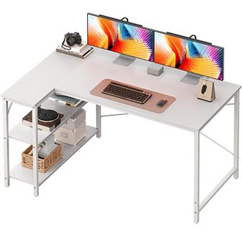 47" L Shaped Desk with Reversible Shelves for Home Office or Gaming