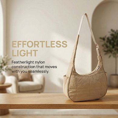 Puffer Shoulder Bag for Women Nylon Quilted Purses Puffy Handbags with Adjustable Strap