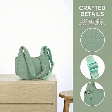 Puffer Shoulder Bag for Women Nylon Quilted Purses Puffy Handbags with Adjustable Strap