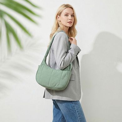 Puffer Shoulder Bag for Women Nylon Quilted Purses Puffy Handbags with Adjustable Strap