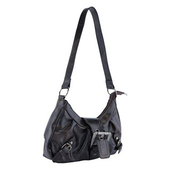 Shoulder Bag for Women Y2K Underarm Purse Retro Crescent Handbag with Belt Buckle