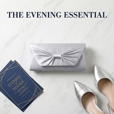Bow Evening Bag for Women Pleated Satin Clutch Purses with Chain
