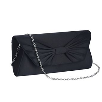 Bow Evening Bag for Women Pleated Satin Clutch Purses with Chain