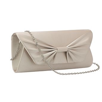 Bow Evening Bag for Women Pleated Satin Clutch Purses with Chain