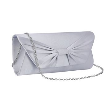 Bow Evening Bag for Women Pleated Satin Clutch Purses with Chain
