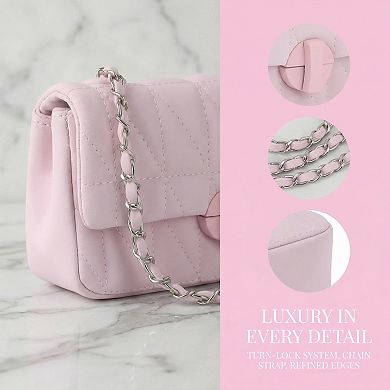 Quilted Shoulder Bag for Women Medium Flap Crossbody Handbag with Chain Strap