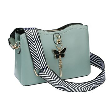 Bucket Crossbody Bags for Women Multiple Pockets Shoulder Bag Metal Butterfly Pendant with Strap