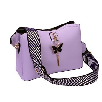 Bucket Crossbody Bags for Women Multiple Pockets Shoulder Bag Metal Butterfly Pendant with Strap