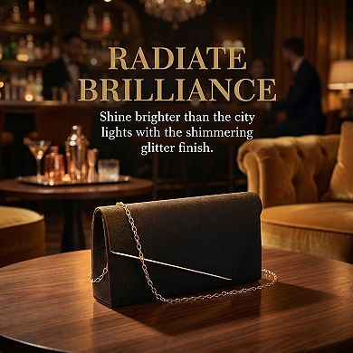Clutch Purses for Women Cocktail Prom Shiny Sequin Envelope Bag with Chain