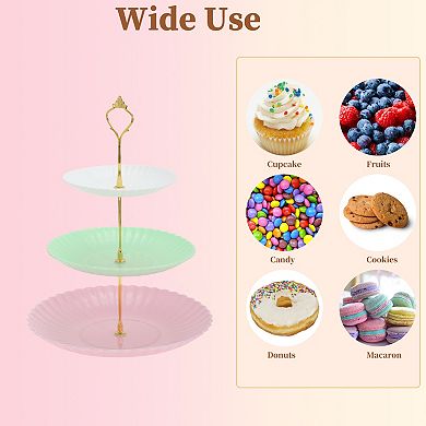 3 Tier Dessert Cupcake Stand, Wave Style Cup Cake Holder Tower with Tiered Tray