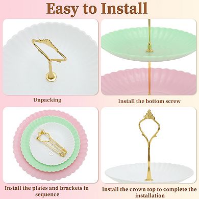 3 Tier Dessert Cupcake Stand, Wave Style Cup Cake Holder Tower with Tiered Tray