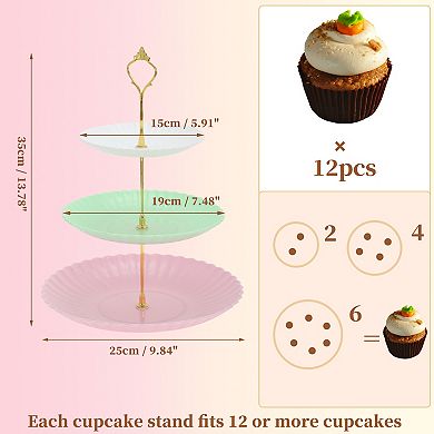 3 Tier Dessert Cupcake Stand, Wave Style Cup Cake Holder Tower with Tiered Tray