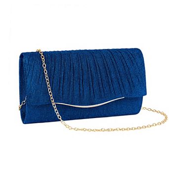 Pleated Clutch Purses for Women Sparkly Evening Bag Envelope Party Handbag with Chain