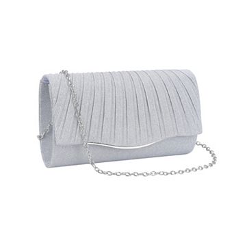 Pleated Clutch Purses for Women Sparkly Evening Bag Envelope Party Handbag with Chain