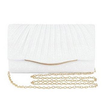 Pleated Clutch Purses for Women Sparkly Evening Bag Envelope Party Handbag with Chain
