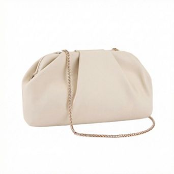 Vegan Leather Clutch Purse for Women Soft Pleated PU Evening Clutch with Detachable Chain