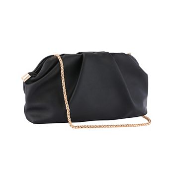 Vegan Leather Clutch Purse for Women Soft Pleated PU Evening Clutch with Detachable Chain