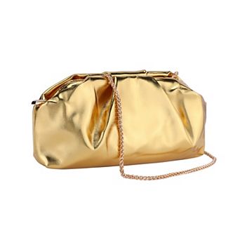 Vegan Leather Clutch Purse for Women Soft Pleated PU Evening Clutch with Detachable Chain