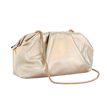 Vegan Leather Clutch Purse for Women Soft Pleated PU Evening Clutch with Detachable Chain
