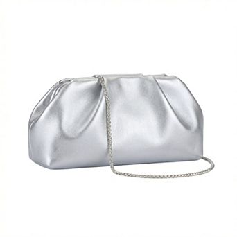 Vegan Leather Clutch Purse for Women Soft Pleated PU Evening Clutch with Detachable Chain