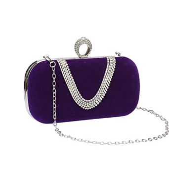 U Shaped Evening Bag for Women Rhinestone Clutch Purse with Removable Chain