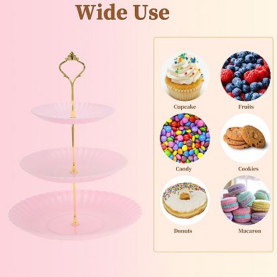 3 Tier Dessert Cupcake Stand, Wave Style Cup Cake Holder Tower with Tiered Tray