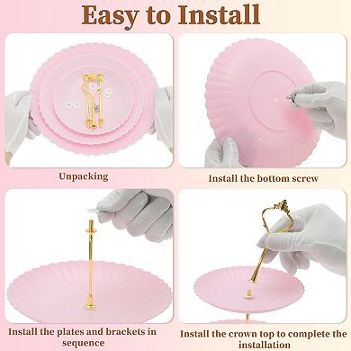 3 Tier Dessert Cupcake Stand, Wave Style Cup Cake Holder Tower with Tiered Tray