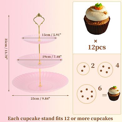 3 Tier Dessert Cupcake Stand, Wave Style Cup Cake Holder Tower with Tiered Tray